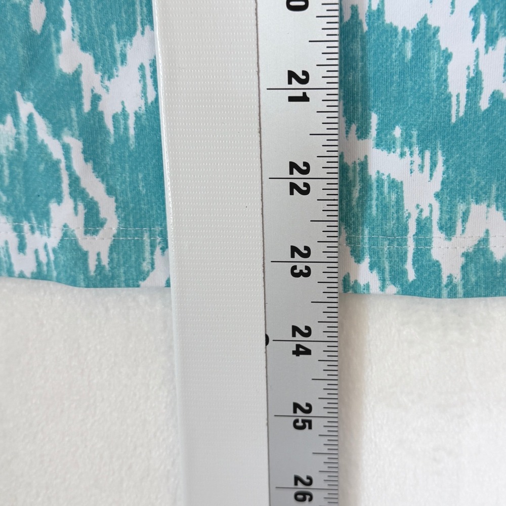J McLaughlin Teal White Ikat Print Boat Neck 3/4 Sleeve Top Women's Large‎ - Picture 6 of 7